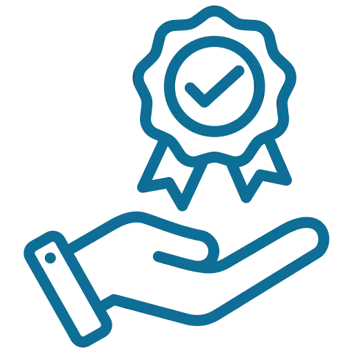 A hand holding a certificate icon, symbolizing achievement or recognition in a formal context.
